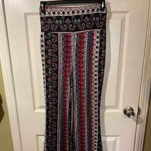 Shosho High Waisted Boho Print Flare Bottom Pants